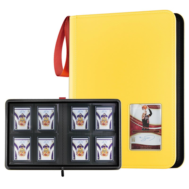 ProCase 4 Pocket Top Loader Binder, Holding 144 Cards in 3""x4"" Toploaders, Side Loading Small Book Folder with Clear Window for Pokemon, Trading, Sports Cards Collection TCG, MTG -Yellow - Image 1